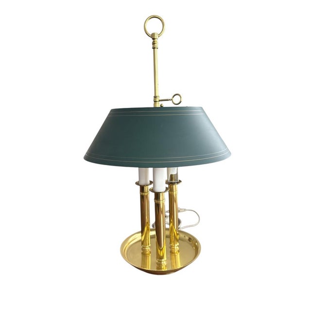 Vintage Hot Water Bottle Desk Lamp in Brass with Green Shade For Sale - Image 6 of 6