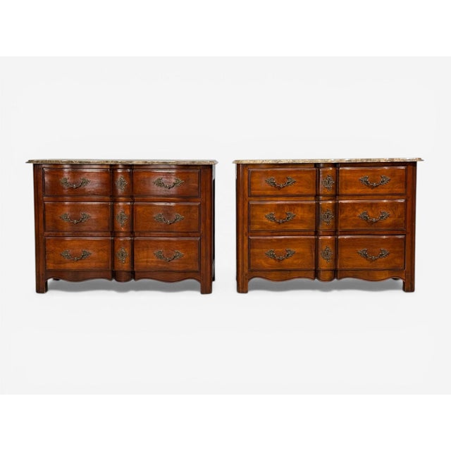 Late 20th Century Hickory Chair, Louis XV Style Commodes, Wood, Brass, Marble, Usa, 1980s For Sale - Image 5 of 16