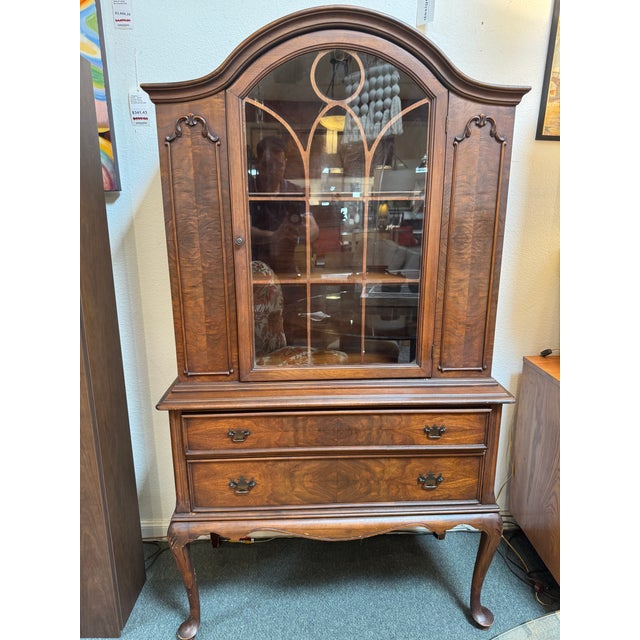 Queen Anne Mahogany China Cabinet, Antique For Sale - Image 4 of 12
