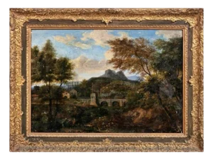 Italian School Artist, Artist, Landscape, 18th Century, Oil on Canvas, Framed
