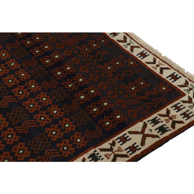 2010s 2010s Rug & Kilim’s Oushak Style Rug in Blue With Rust Orange Geometric Pattern For Sale - Image 5 of 7
