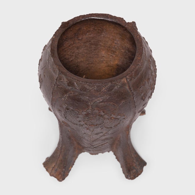 Traditional Chinese Floral Cast Iron Mortar, C. 1950 For Sale - Image 3 of 8