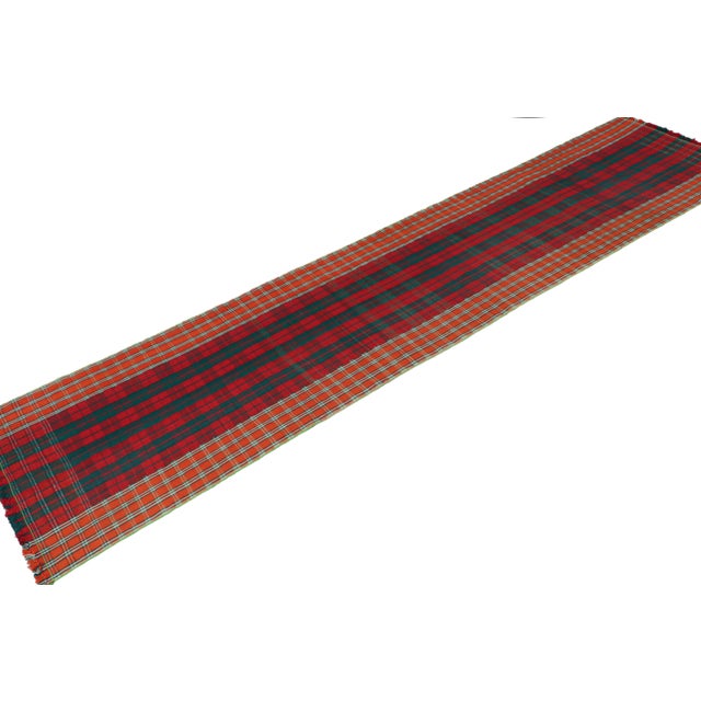 Vintage Qashqai Persian Kilim Extra-Long Runner in Plaid Stripes by Rug & Kilim For Sale In New York - Image 6 of 7