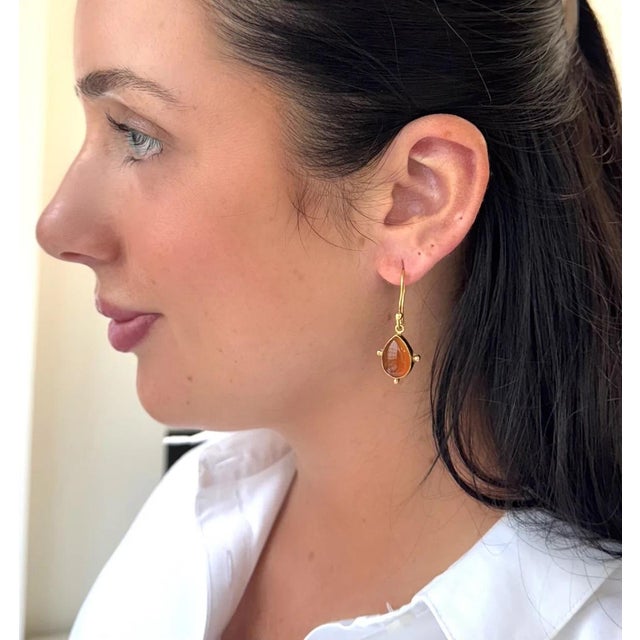 These fiery Carnelian earrings are so of the season. Lightweight