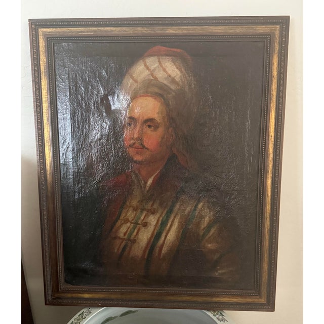 Brown Antique Signed European Oil Portrait of Ottoman Gentleman, Stöyer, Turquerie Tradition 32”t X 26.5”t For Sale - Image 8 of 12