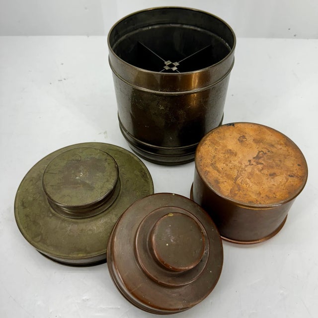 Metal Set of 2 1930's Tin Lined Copper Humidors For Sale - Image 7 of 10