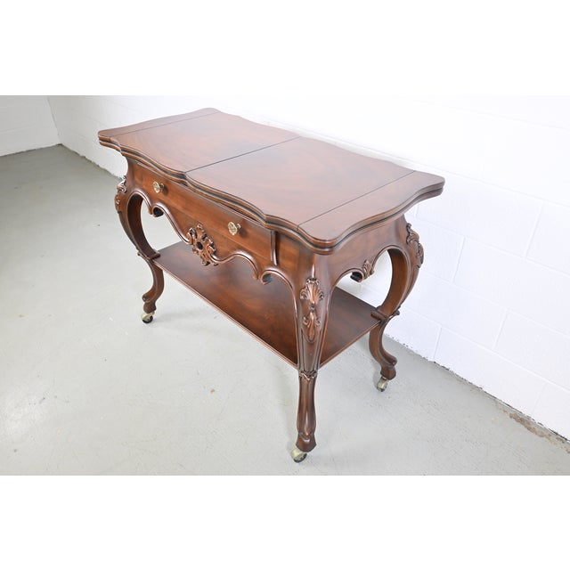 Karges Furniture Louis XV French Provincial Flip Top Walnut Server For Sale In Las Vegas - Image 6 of 13