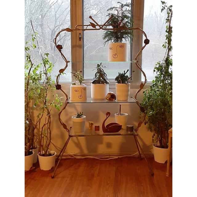 MCM /Art Deco Italian Original Gold Metal and Glass Etagere/Plant Stand For Sale In Atlanta - Image 6 of 11