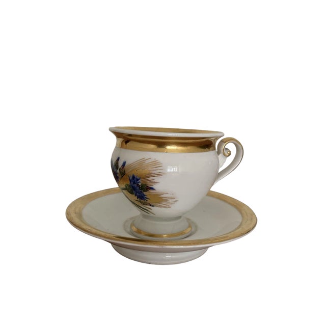 Empire Style Porcelain Cup and Saucer from Royal Copenhagen, Denmark, 19th Century, Set of 2 For Sale