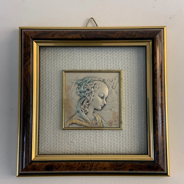 Wood Vintage Italian Framed Miniature Virgin Mary Portrait For Sale - Image 7 of 8