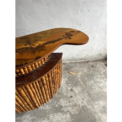 Mid-Century Handcrafted Bamboo Tiki Bar and Stools, Set of 5 For Sale - Image 10 of 14