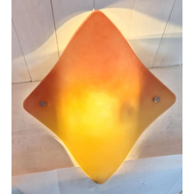 Early 21st Century Vintage Wall Lamp with Curved Tinted Glass Panel on White Metal Mount, 2010s For Sale - Image 5 of 7