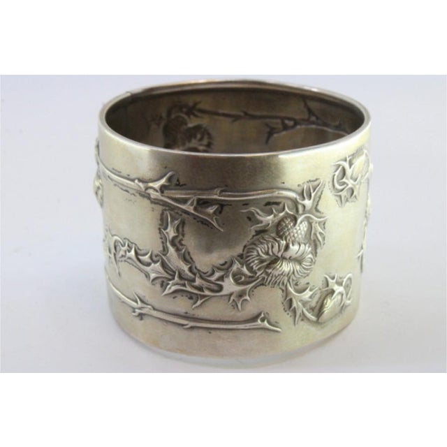 Silver Napkin Ring with Art Nouveau Style Applications and Reliefs For Sale - Image 3 of 6