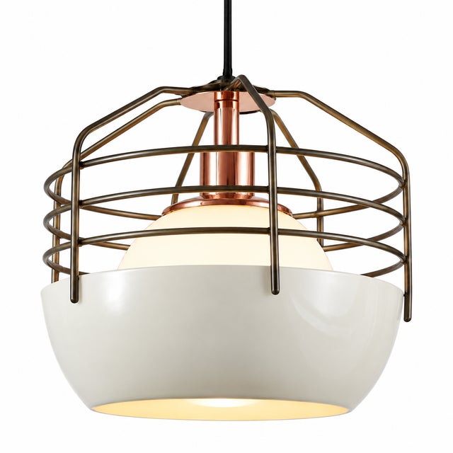The Roll & Hill Bluff City 14" Pendant Light by Jonah Takagi combines industrial inspiration with a polished, contemporary...