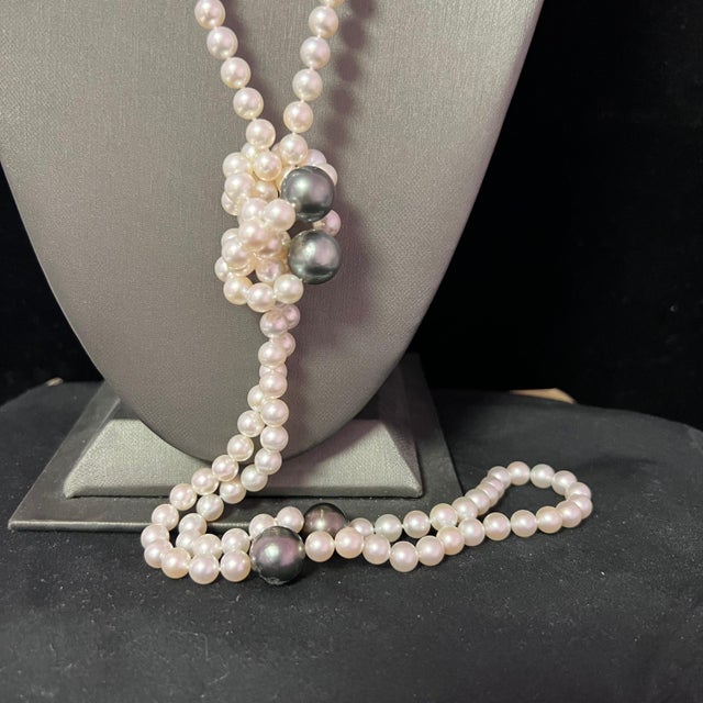 2010s Akoya & Tahitian Pearls Diamond Necklace 18k Gold Certified For Sale - Image 5 of 13