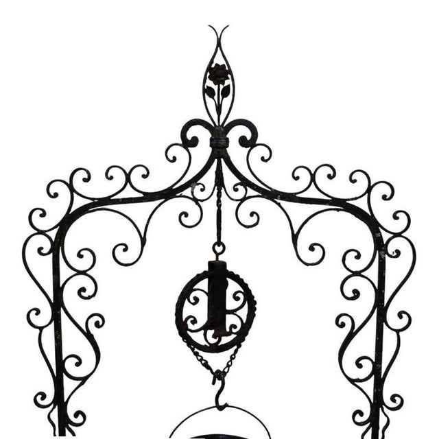 Antique 99" Black Painted Metal Wishing Well With Cast Iron Planter C1920 For Sale - Image 6 of 9
