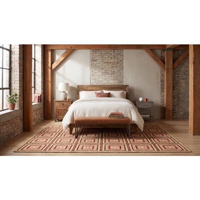 Textile Contemporary Handmade Hooked Rug With Tridimensional Square Design For Sale - Image 7 of 11