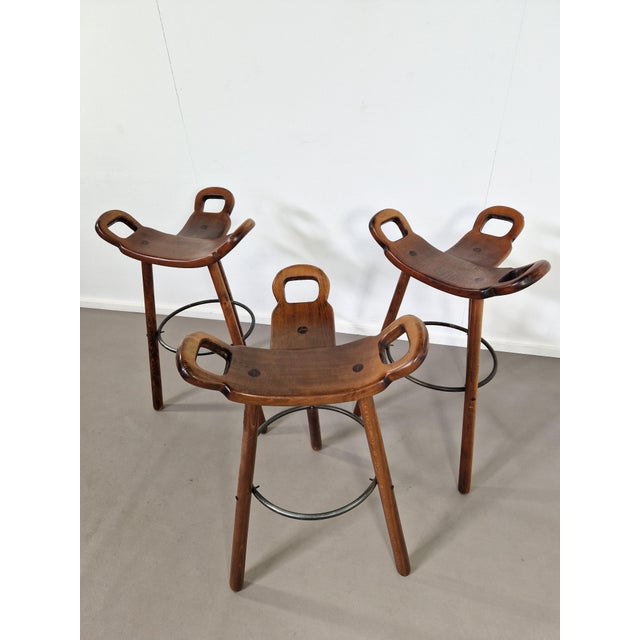 Spanish Marbella Bar Stools attributed to Sergio Rodrigues, 1960s, Set of 3 For Sale - Image 9 of 10