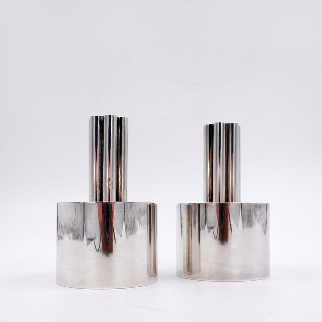 Silver-Plated Candlesticks, Italy, Set of 2 For Sale - Image 9 of 11