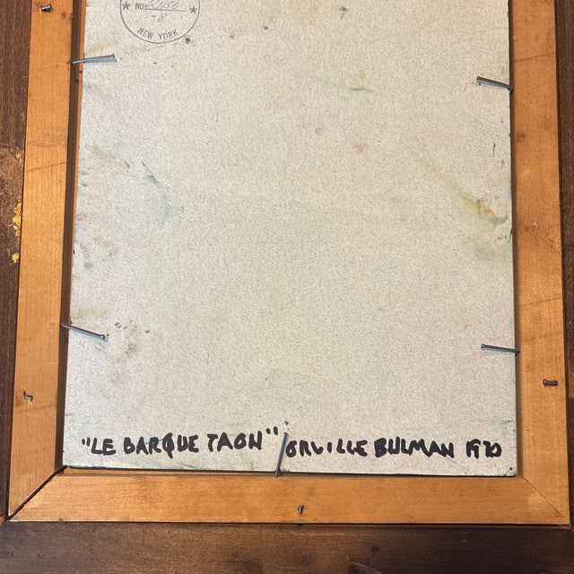 1960s 1960s Original Orville Bulman Oil Painting “La Barque Taon” For Sale - Image 5 of 5