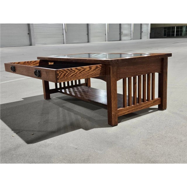1990s Trend Manor 1008 Curio Table Mission Style Solid Oak Wood For Sale In Los Angeles - Image 6 of 12
