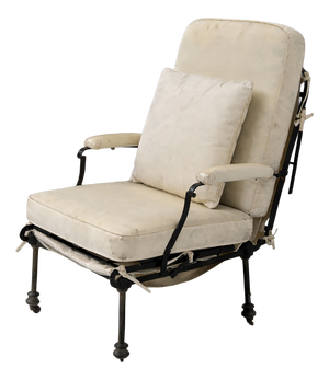 French Art Deco Country Deck Chair in Iron with Fabric Cushions, 1939