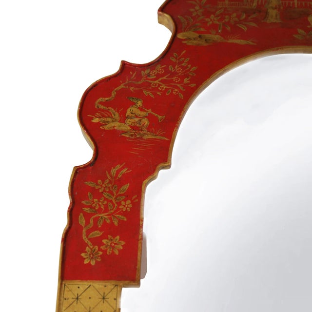 Vintage Red Chinoiserie Tole Wall Mirror For Sale - Image 9 of 10