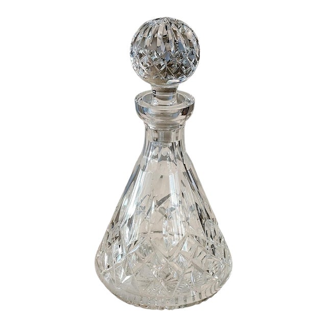 Lismore Roly Poly Cut Crystal Barware Decanter & Faceted Ball Stopper by Waterford For Sale