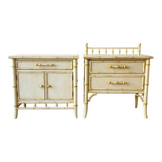 Vintage Regency Faux Bamboo Nighstands by Century Furniture For Sale