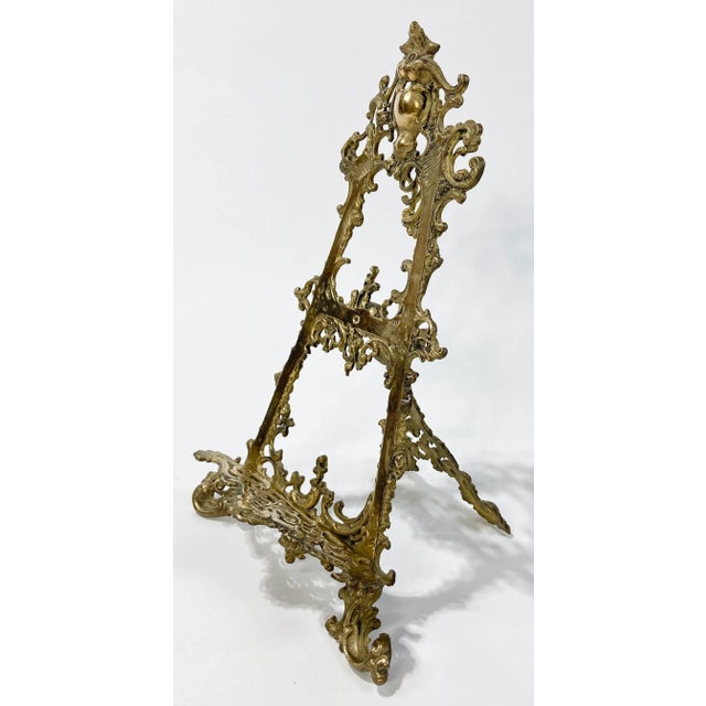 Victorian Antique Large Brass Victorian Style Table Easel For Sale - Image 3 of 9