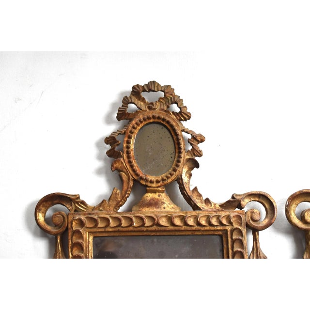 Wood Pair of Antique 18th-Century Italian Neoclassical Giltwood Mirrors For Sale - Image 7 of 13