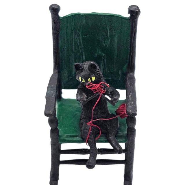 Austrian Cold-Painted Vienna Bronze Cat Knitting in Rocking Chair For Sale - Image 12 of 15