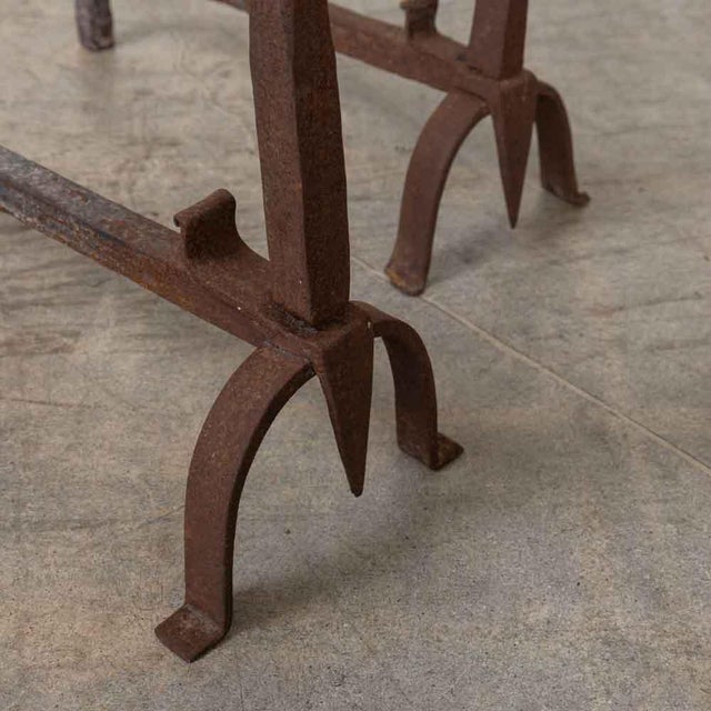 1950s Pair of French Wrought Iron Andirons For Sale - Image 9 of 9
