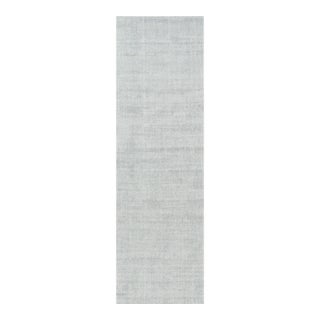 Rug & Kilim’s Oversized Textural Rug in Light Gray and Blue Tones & Striae -3'x10' For Sale