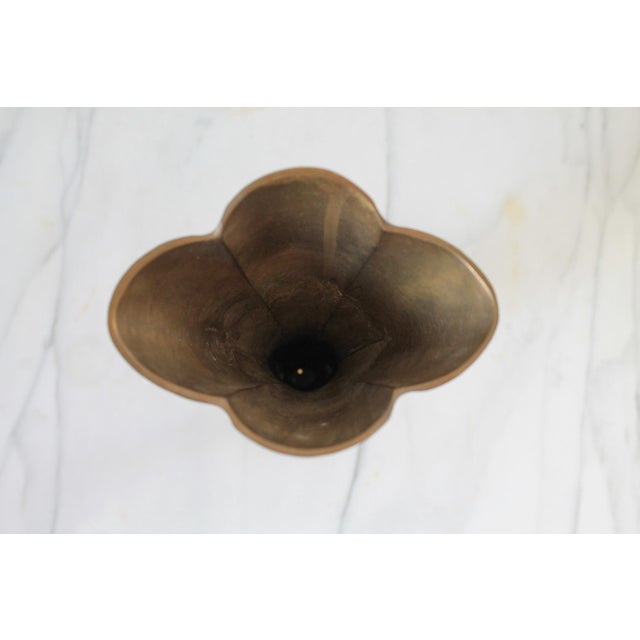 Mid 20th Century Vintage Brass Fluted Trumpet Vase For Sale - Image 5 of 9