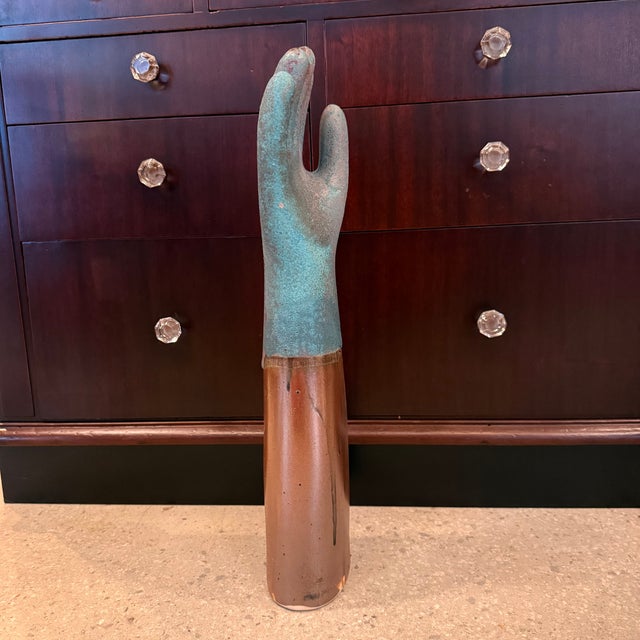 Ceramic Mid 20th Century Industrial Painted Porcelain Glove Mold Sculpture Artist Edition For Sale - Image 7 of 8