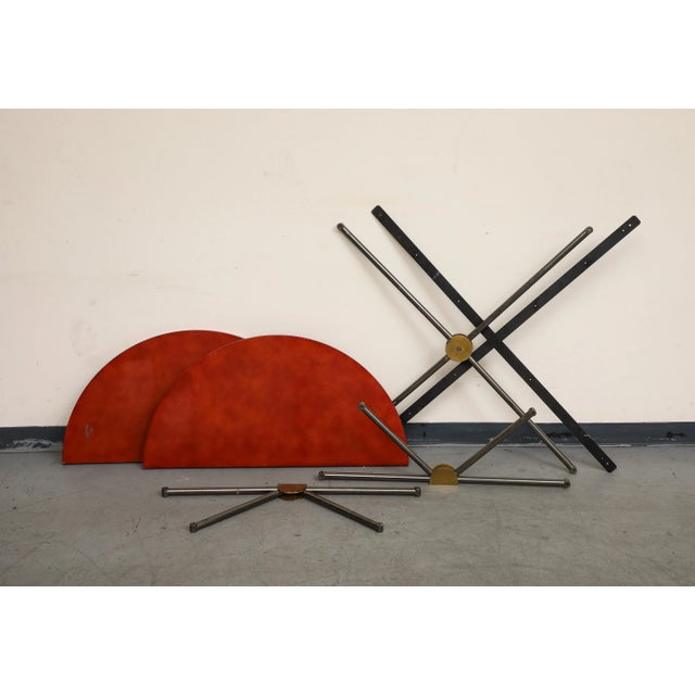 Midcentury Bronze and Red Lacquer 2-Piece Dining Table on Casters For Sale - Image 12 of 12