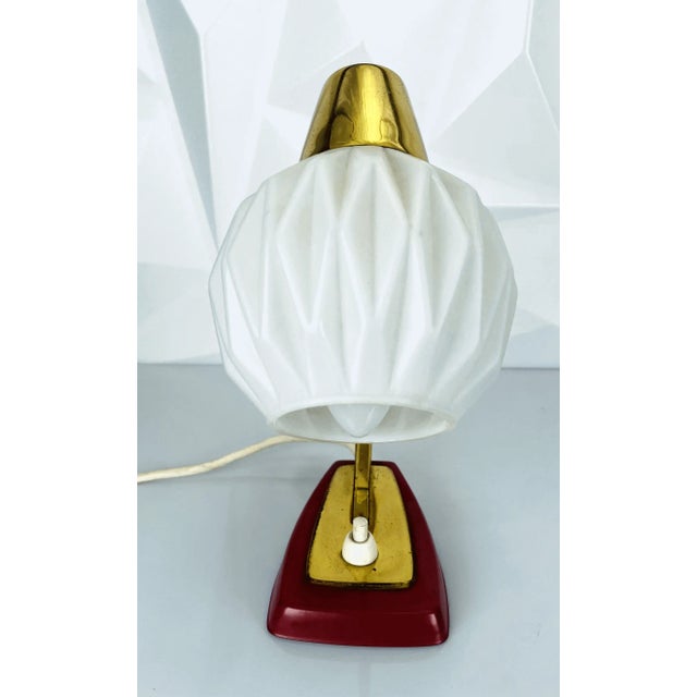 1960s Mid-Century Modern German Table Lamp in Brass and Frosted Glass, 1960s For Sale - Image 5 of 6
