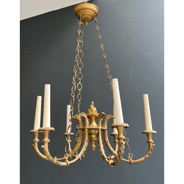 1900s Empire Bronze with Golden Eagle Heads and Flame Chandelier For Sale - Image 12 of 12