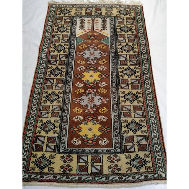 Vintage Turkish Tribal Prayer Rug - 3‚Äô9‚Äù X 6‚Äô3‚Äù For Sale - Image 4 of 13
