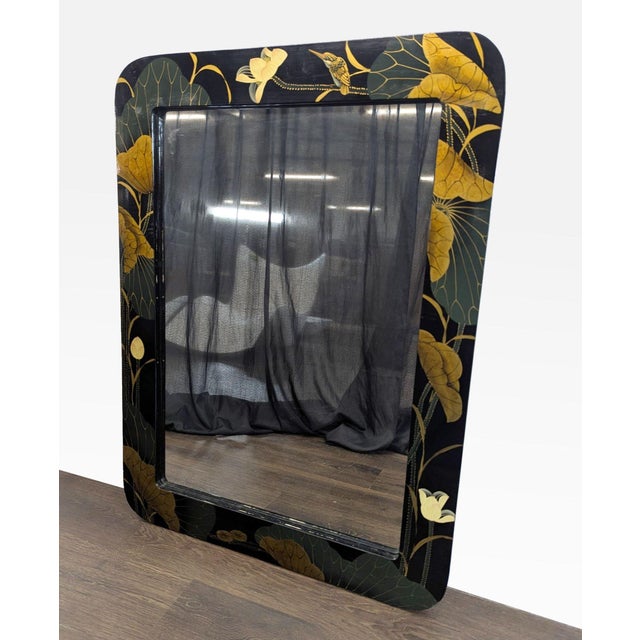 Stylized floral and bird designs in a contemporary style. Dimensions (in): 30W x 1D x 40H.