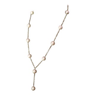 Akoya Pearl Necklace 14 Karat Gold Large Italy Certified For Sale