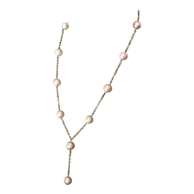 Akoya Pearl Necklace 14 Karat Gold Large Italy Certified For Sale