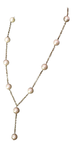Akoya Pearl Necklace 14 Karat Gold Large Italy Certified