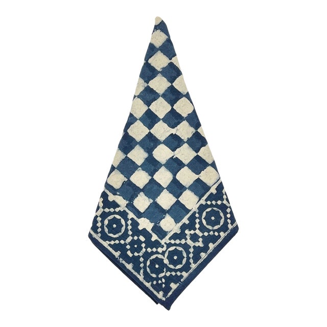 Cabana Napkin, Indigo Check, Set of 8 For Sale