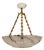Large French Art Deco Alabaster Pendant Light with Brass Chain, 1920s For Sale