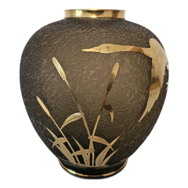 Vase in Gilded Etched Glass by Alfred Taube, Germany, 1960s For Sale