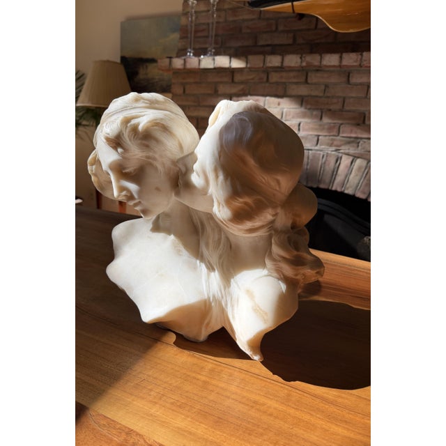 Antique Alabaster Sculpture of Two Intertwined Female Busts For Sale - Image 18 of 18
