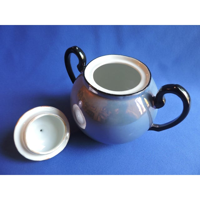 Circa 1930's Bavarian German Porcelain Lusterware 17 Piece Tea Set Blue