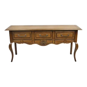Century French Country Provincial Style Carved Oak & Pecan Wood Sideboard Buffet